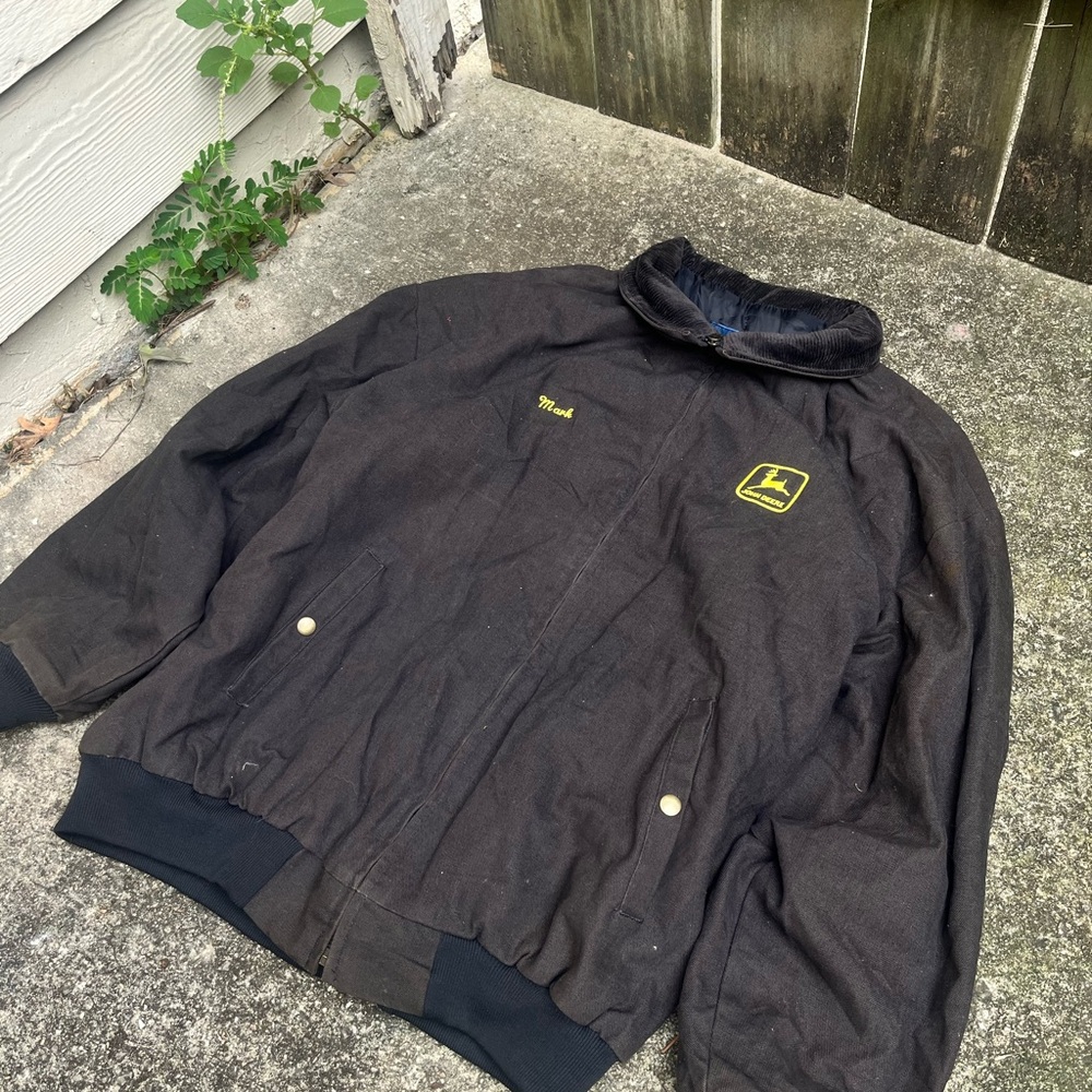 John Deere Black Bomber Jacket with Yellow Logo